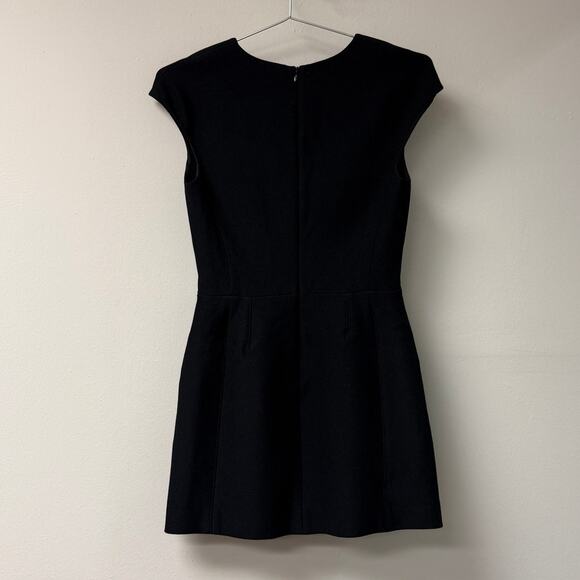 Vince Inverted Pleat V-Neck Mini Dress with Pockets Black Women's Size US 2 - Picture 4 of 5